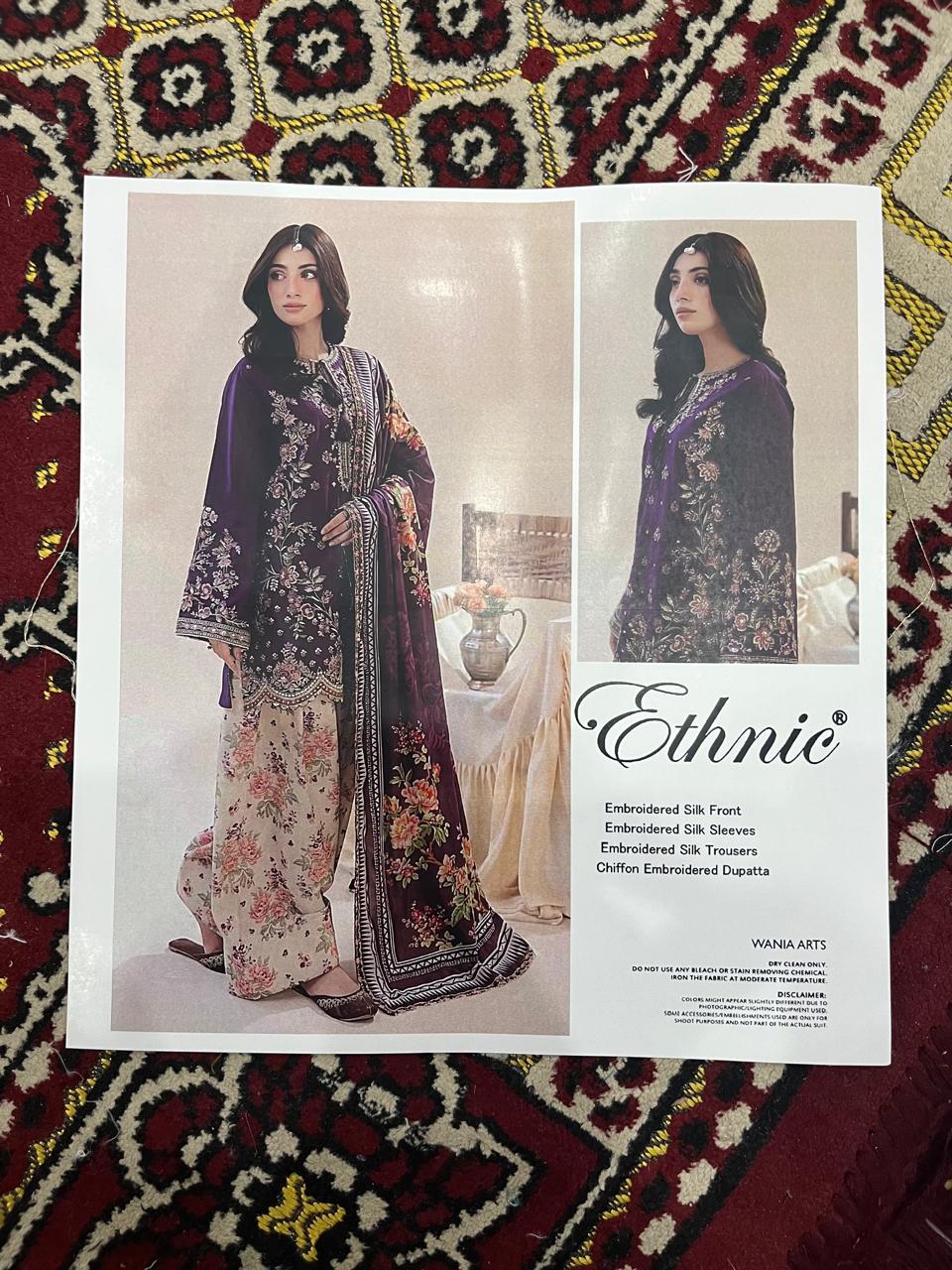 Ethnic Luxury Purple Embroidered Silk 3-Piece Unstitched Suit