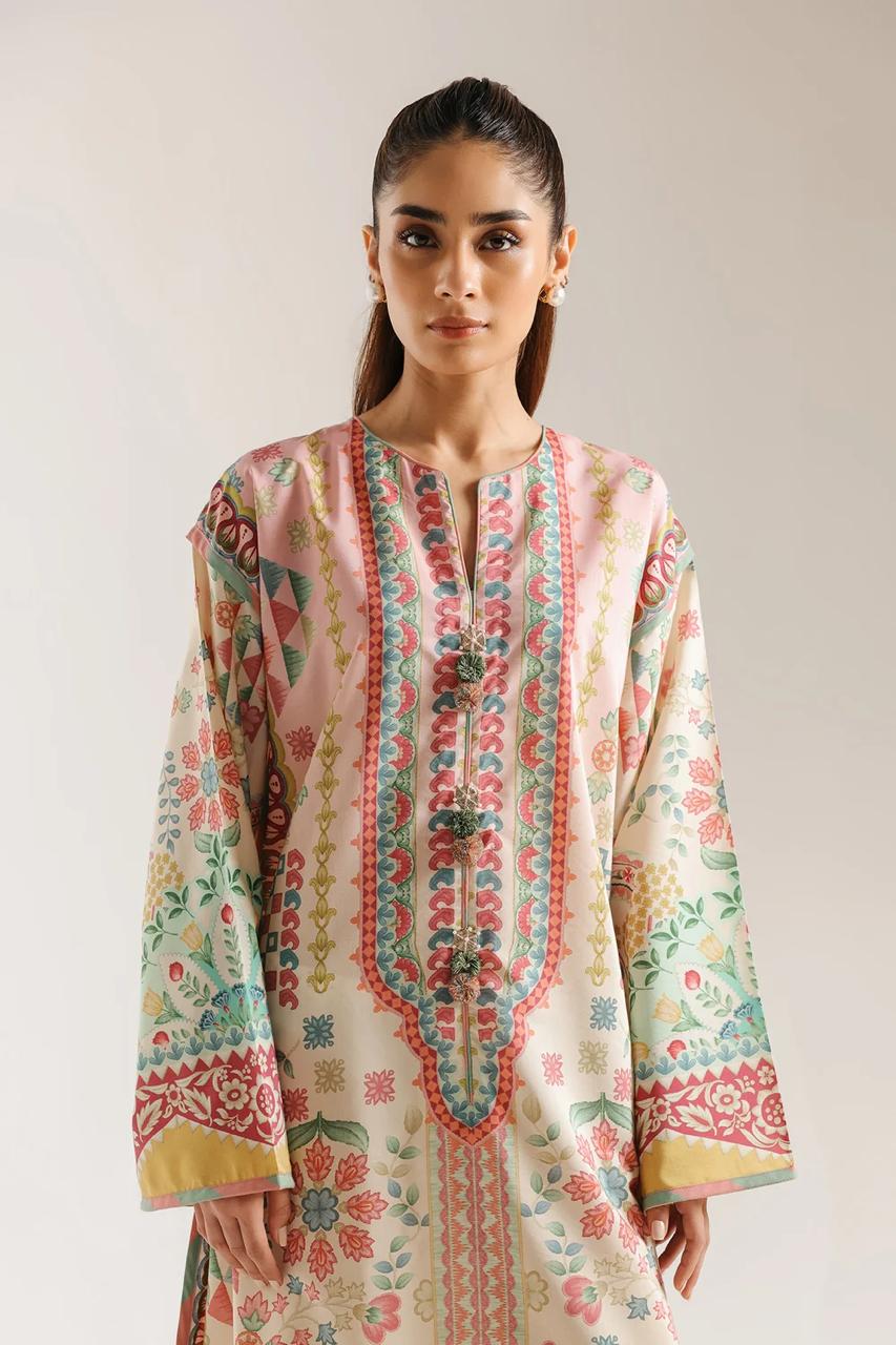 LAAM Floral Printed Apple Silk Kaftan Suit