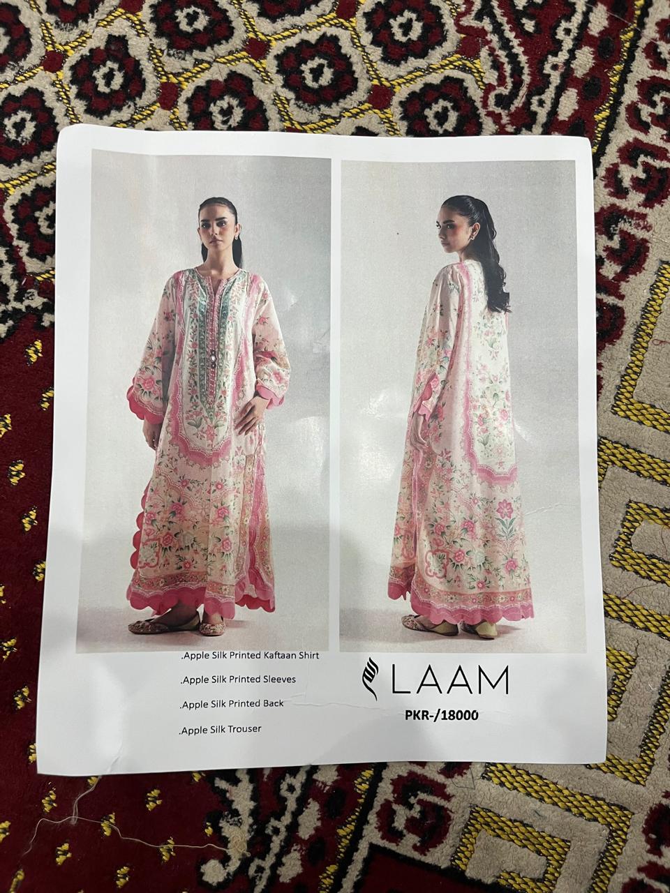 LAAM Floral Printed Apple Silk Kaftan Suit