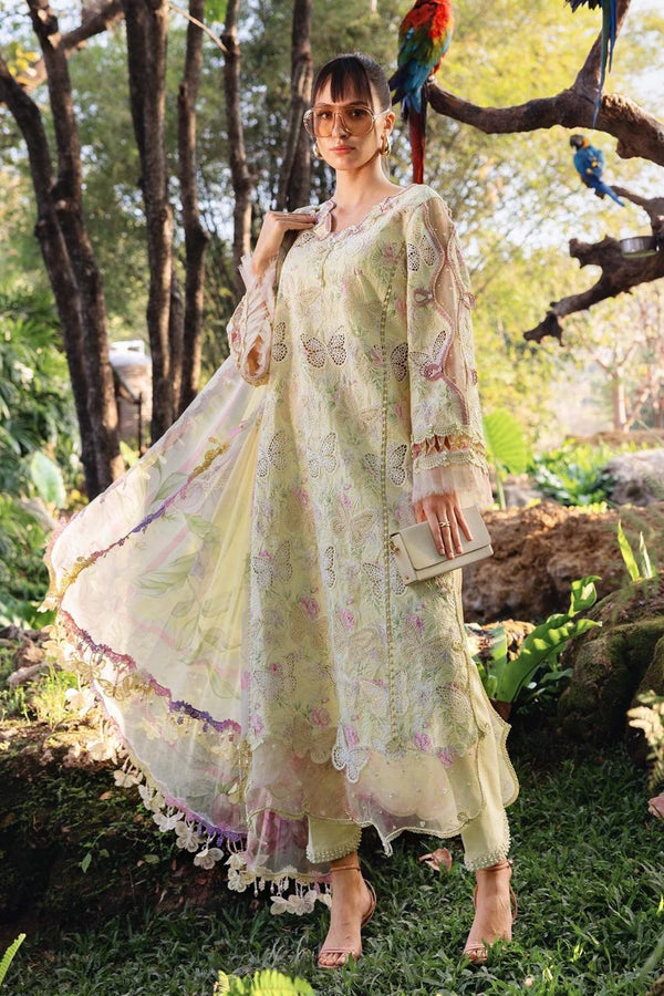 Maria B Butterfly Print Printed & Embroidered Lawn 3-Piece unstitched  Suit (D#5840)