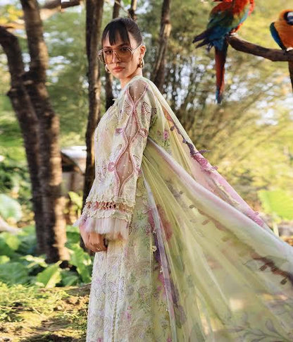 Maria B Butterfly Print Printed & Embroidered Lawn 3-Piece unstitched  Suit (D#5840)