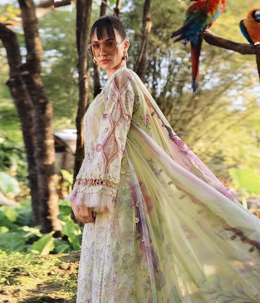 Maria B Butterfly Print Printed & Embroidered Lawn 3-Piece unstitched  Suit (D#5840)