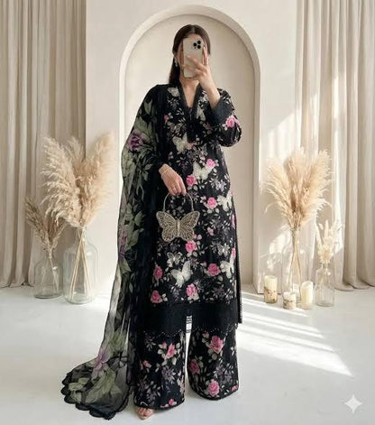 Maria B Butterfly Embroided Lawn Collection | 3- Piece Unstitched Suit (Special Deal)