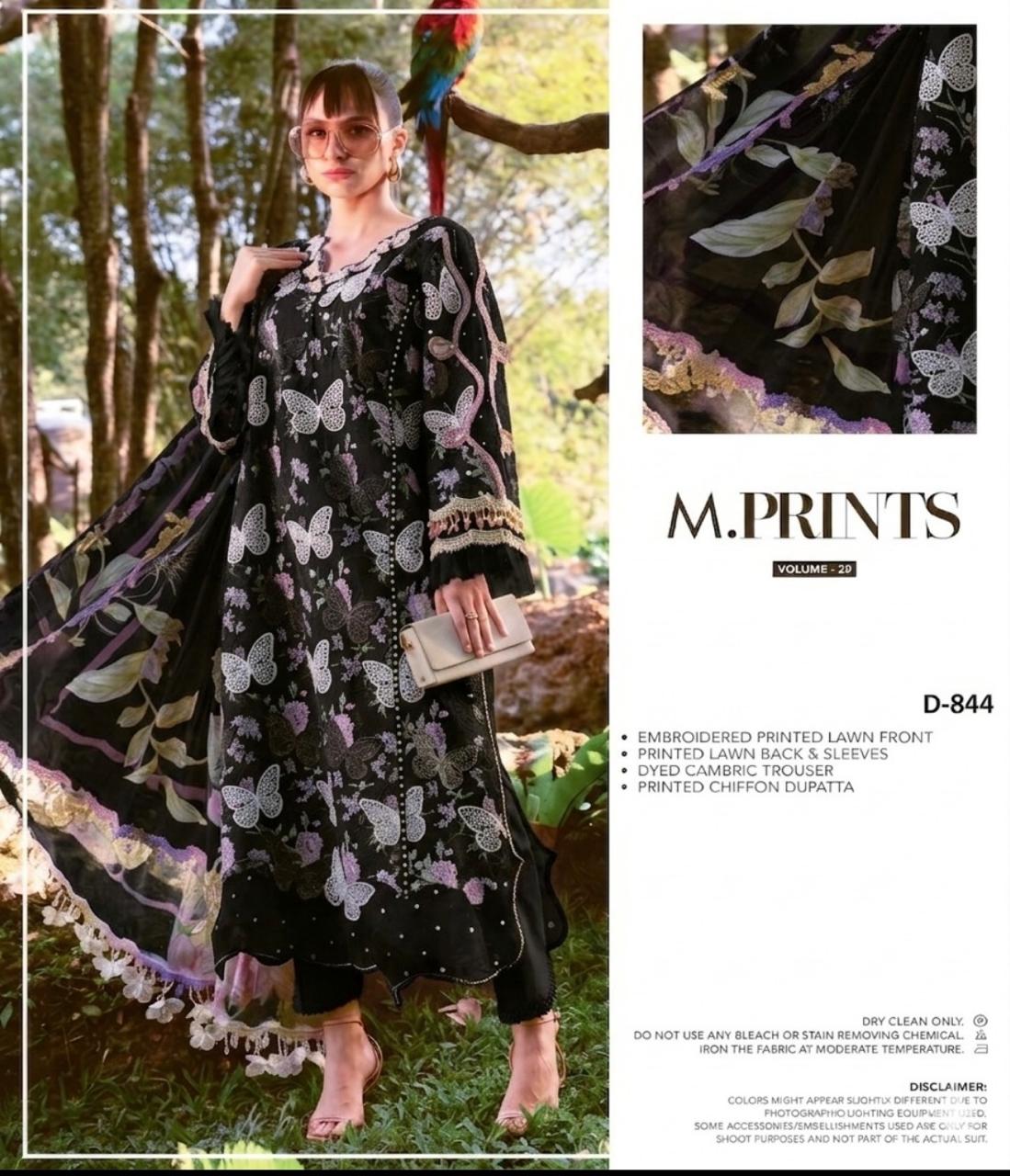Maria B Butterfly Embroided Lawn Collection | 3- Piece Unstitched Suit (Special Deal)