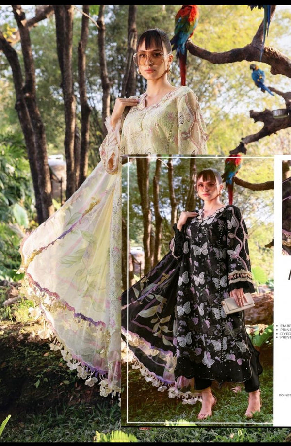 Maria B Butterfly Embroided Lawn Collection 2 | 3- Piece Unstitched Suit (Special Deal)
