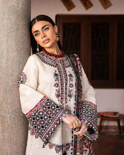 Jazmin Off-White Embroidered 3PC Unstitched Lawn Suit | D#2939