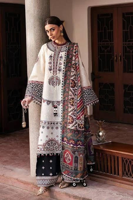Jazmin Off-White Embroidered 3PC Unstitched Lawn Suit | D#2939