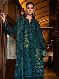 Maria.B Dark Teal Embroidered Lawn 3-Piece Suit