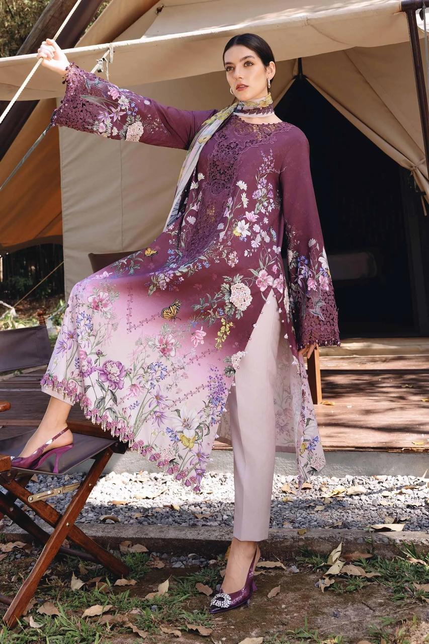 M.Prints Volume-29 Purple Printed Lawn 3-Piece Suit