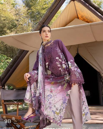 M.Prints Volume-29 Purple Printed Lawn 3-Piece Suit