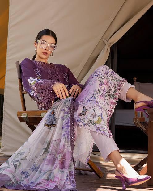 M.Prints Volume-29 Purple Printed Lawn 3-Piece Suit