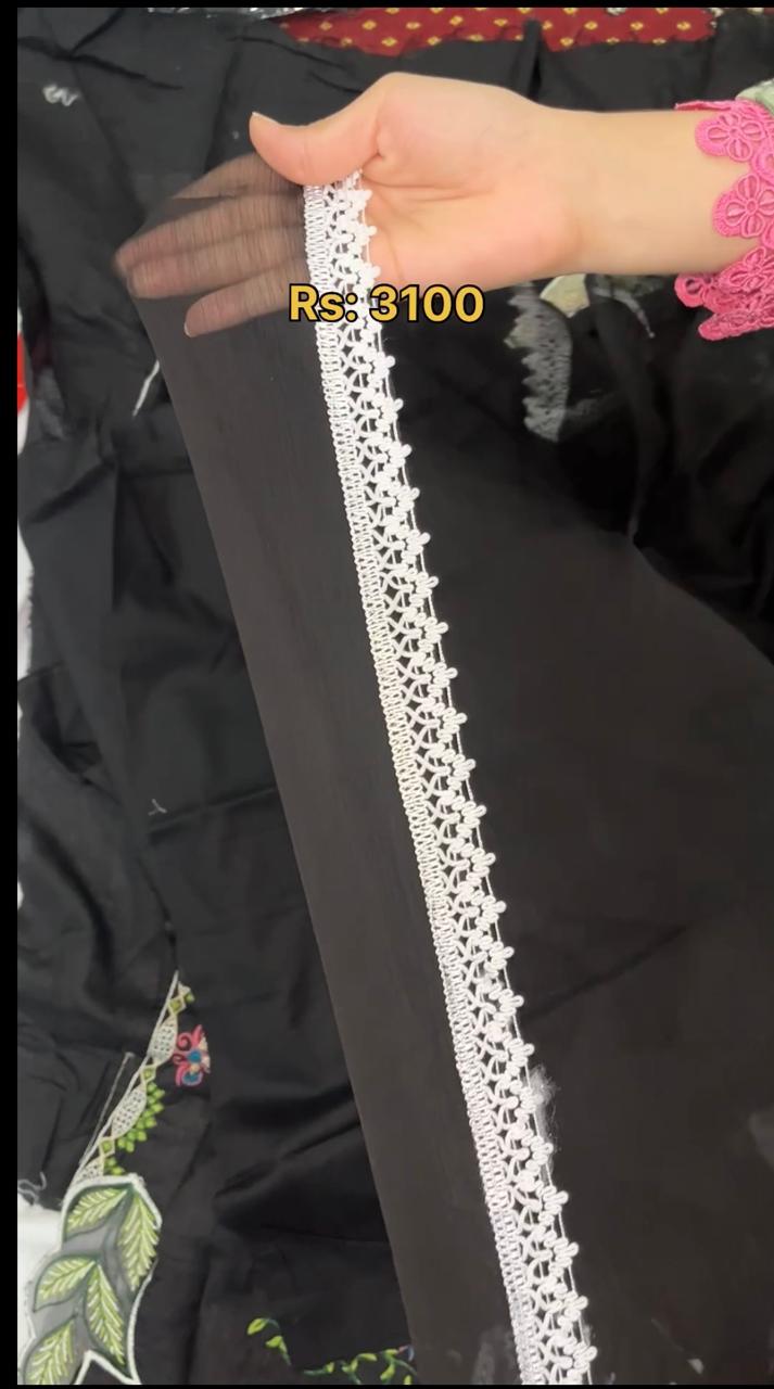 Maryam Nawaz Black Embroidered Lawn 3-Piece Unstitched Suit | D-2939