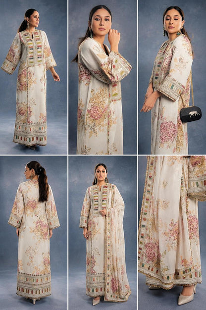 Sabyasachi Festive Off-White Embroidered Silk 3-Piece Suit