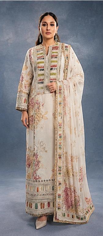 Sabyasachi Festive Off-White Embroidered Silk 3-Piece Suit