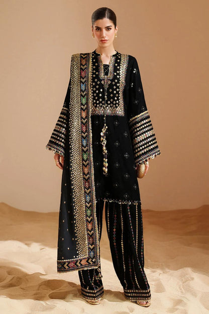 Jazmin Premium Black Embroidered Velvet 2-Piece Suit (Allow to Open)