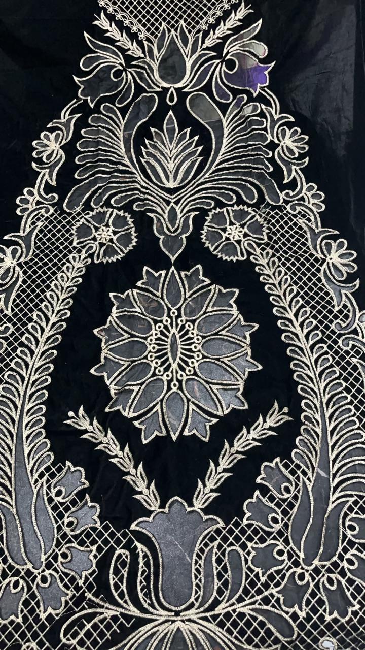 Black 9000 Velvet 2-Piece Unstitched Suit with Silk Trouser