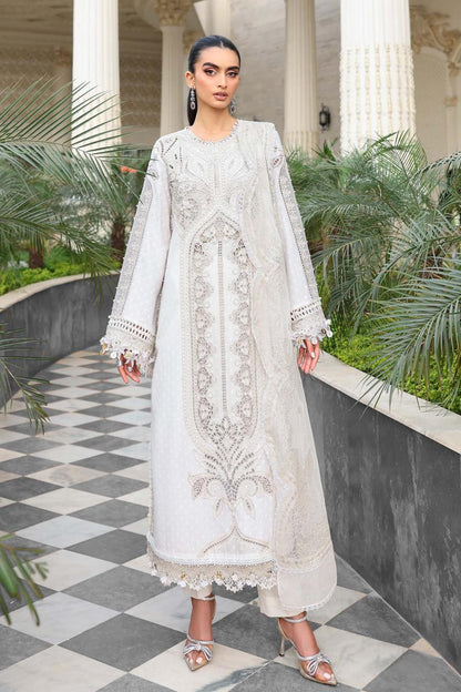 Maria.B White Full Embroidered 3pc Unstitched Lawn Suit | D-6053