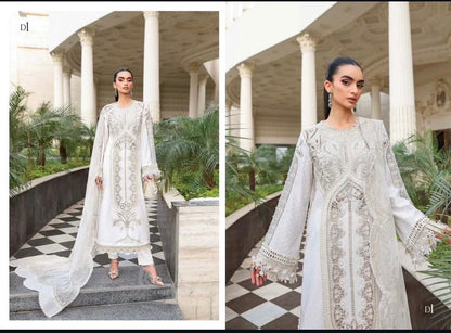 Maria.B White Full Embroidered 3pc Unstitched Lawn Suit | D-6053
